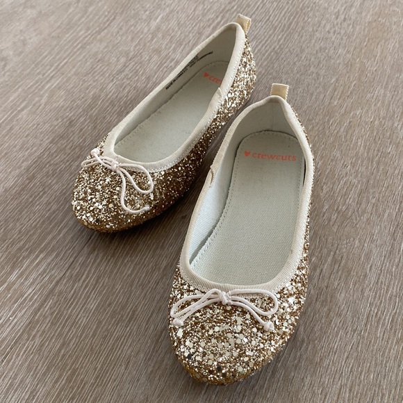 Crewcuts gold glitter ballet flats, Girls size 11 - Picture 6 of 7
